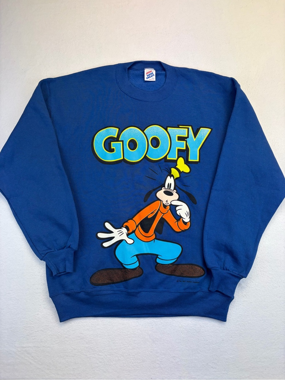 NWOT Vintage JERZEES Disney Goofy Sweatshirt Mens L Blue Made USA 90s Crew RARE